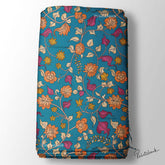 Teal Blue Floral Kalamkari Digital Printed Fabric Market